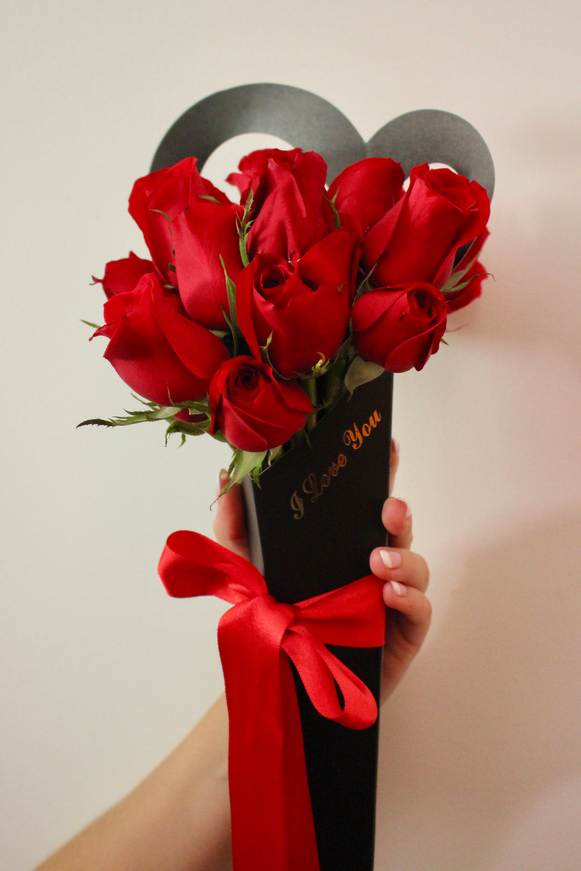 CONO DE 10 ROSAS "I LOVE YOU"